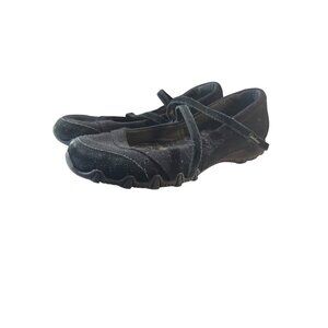 Black Skechers Relaxed Fit Memory Foam Suede Mary Jane Comfort Shoes Size 10 Wom